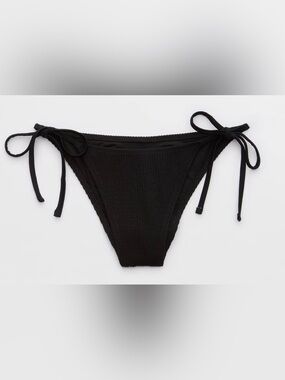 NWT Aerie Crinkle Cheekiest Tie Bikini Bottom in Black - Size M